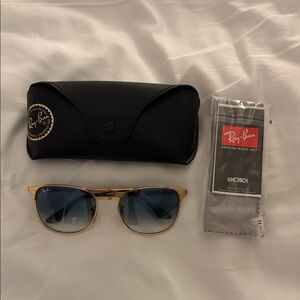 Ray-Ban SIGNET Gold Frame Sunglasses with Blue Lenses